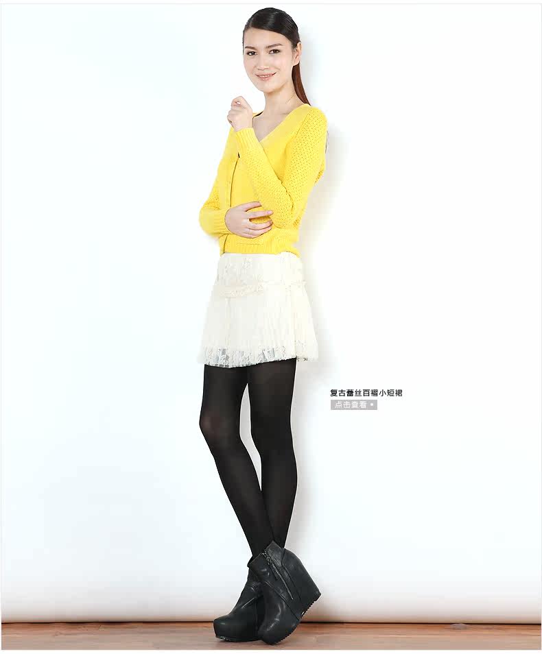 古木夕羊 13%羊毛加厚复古<em>棒针短开衫</em>V领毛衣