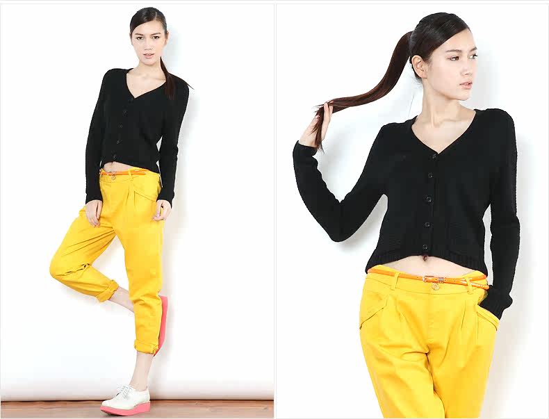 古木夕羊 13%羊毛加厚复古<em>棒针短开衫</em>V领毛衣