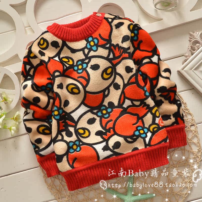 秋冬款儿童宝宝加厚<em>双面绒毛衣</em>男童小童婴儿加