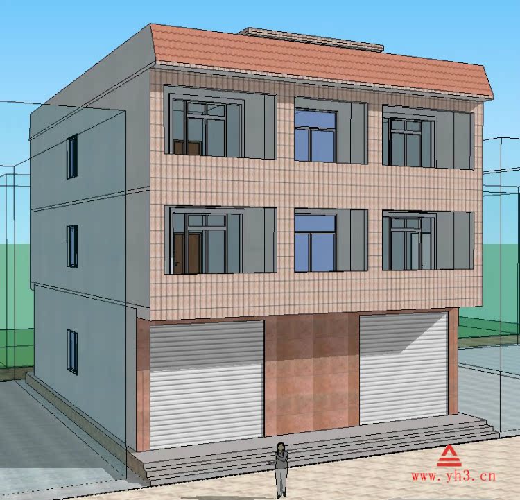 房子设计新农村自建房临街门面商铺设计 pf1215-3t01 民房设计图