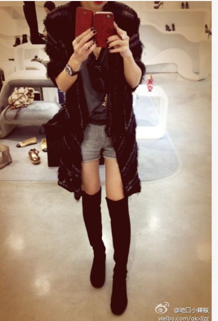 辣椒款纽约游 Stuart Weitzman5050过膝靴。支