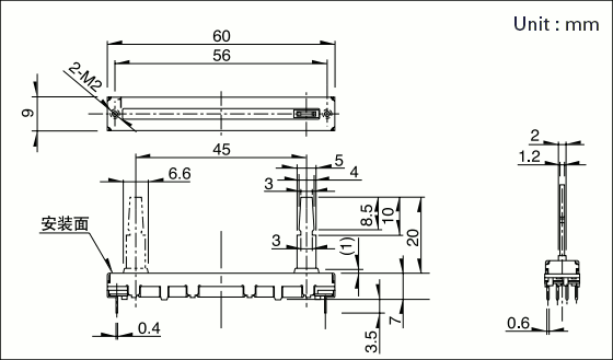 domestic 6 a centimeter slide potentiometer Duplex B10K   20MM axis