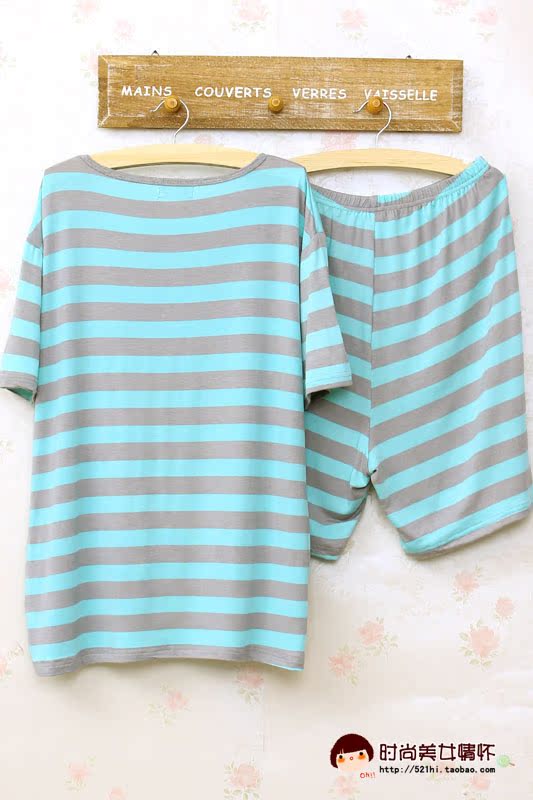 Пижама Comfortable pajamas home service 2013 Модифицированное вискозное волокно В полоску Свитер Для отдыха дома Девушки Пижама Comfortable pajamas home service 2013 Комплект из двух предметов В полоску Свитер Шорты Девушки Для отдыха дома На завязках Короткий рукав Вышивка Модифицированное вискозное волокно Другие материалы Тонкая модель О-вырез Лето