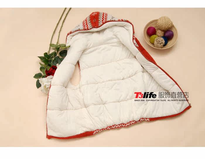 特尚莱菲2012秋冬新款女装连帽<em>加厚</em>毛线<em>丝棉</em>