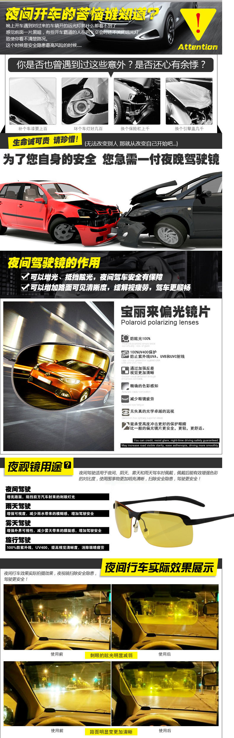 廠(chǎng)家直銷(xiāo)夜視鏡開(kāi)車(chē)專(zhuān)用司機(jī)鏡夜間晚上防眩光偏光駕駛鏡3043