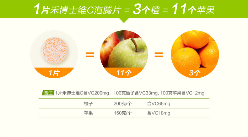 禾博士甜橙维生素C泡腾片 儿童成人维C 高含量VC20片