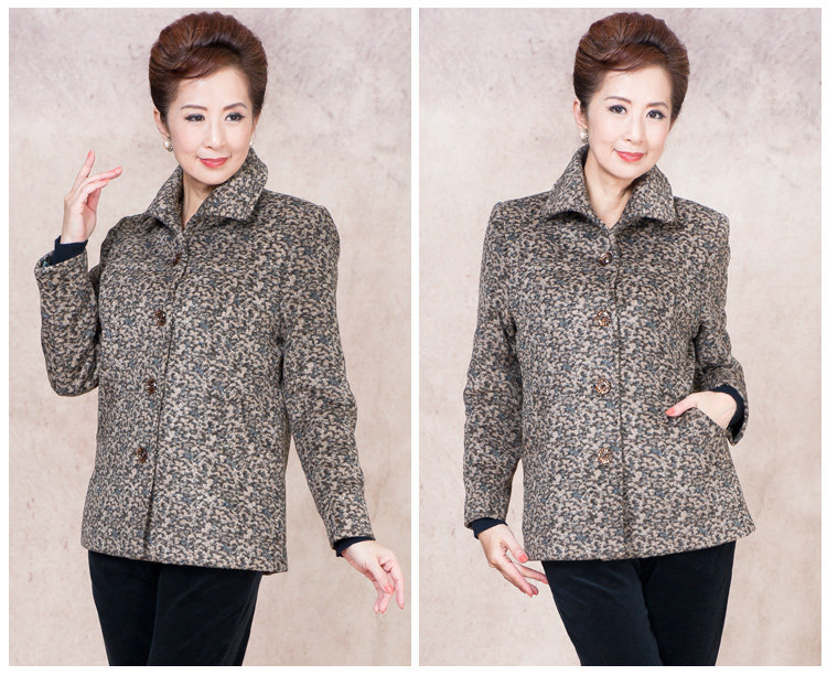 左舞服饰 <em>中老年外套</em> <em>女秋冬</em>新款妈妈装羊毛呢