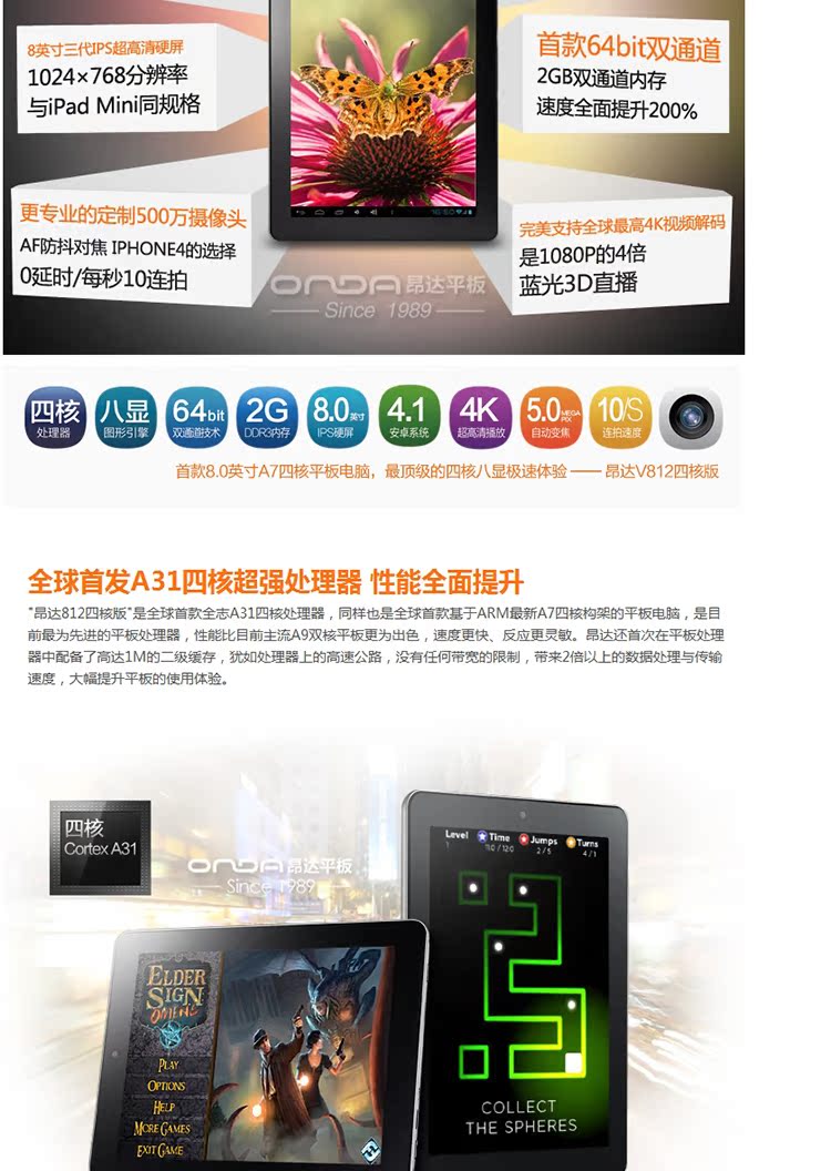Планшет Onda V812 (16G) IPS 2G Планшет Onda V812 (16G) IPS 2G