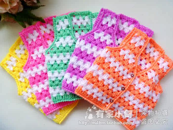 妈妈纯手工<em>编织</em>儿童毛线背心钩针<em>毛衣</em>手工<em>宝宝</em>