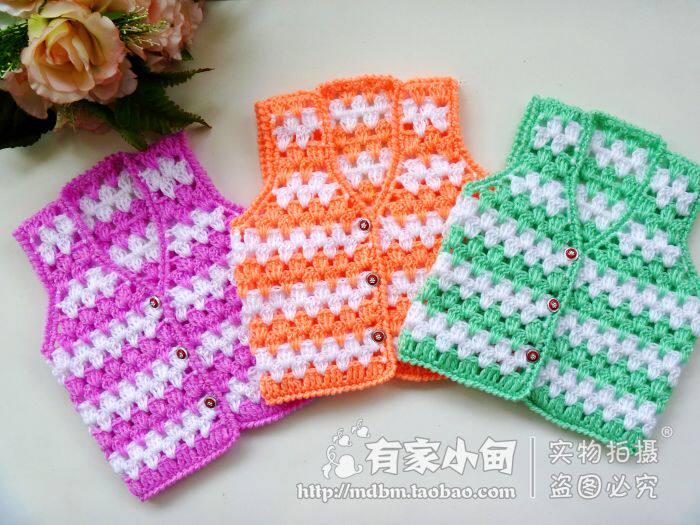 妈妈纯手工<em>编织</em>儿童<em>毛线背心</em>钩针毛衣手工<em>宝宝</em>