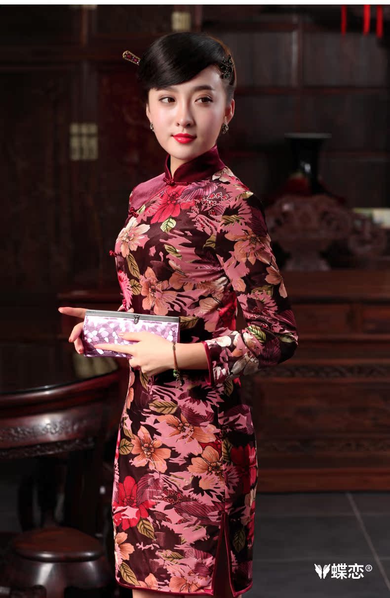 Butterfly Lovers spring 2015 the new, improved cultivation short cheongsam dress retro style long-sleeved velvet cheongsam 48,012 100 flowers scored XXL pictures, price, brand platters! Elections are good character, the national distribution, so why buy now enjoy more preferential! Health