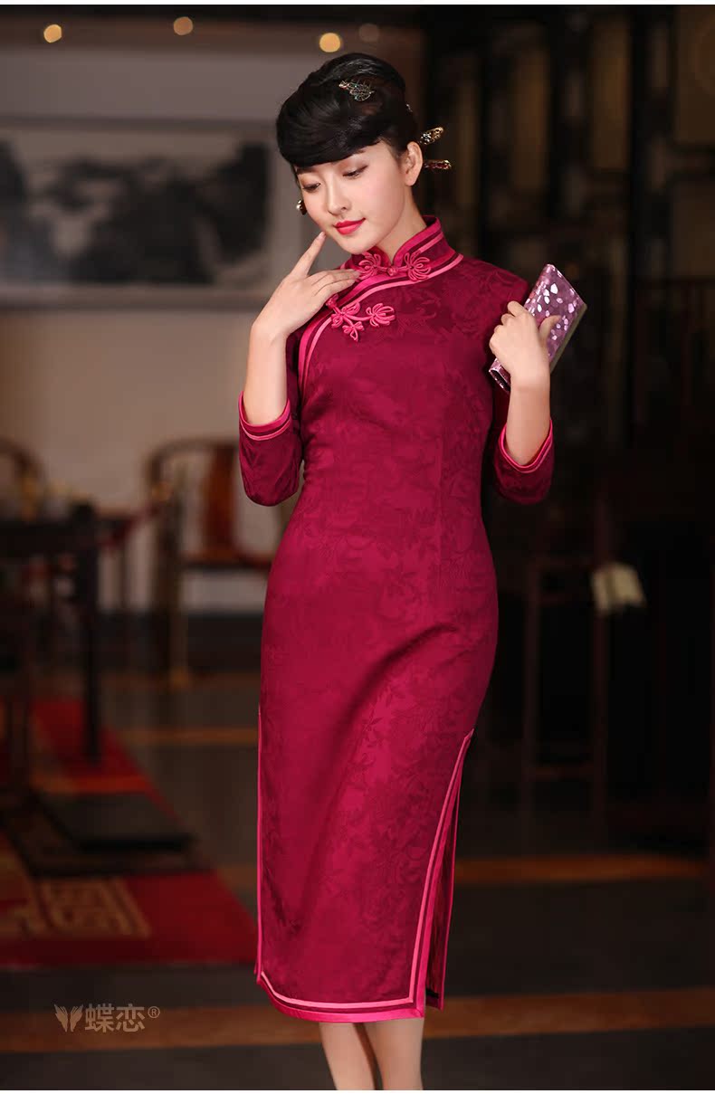 Butterfly Lovers 2015 spring new improved fashion, long cheongsam dress retro long-sleeved daily Chinese qipao of red XXL pictures, price, brand platters! Elections are good character, the national distribution, so why buy now enjoy more preferential! Health