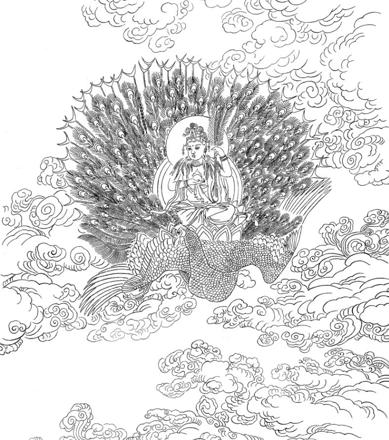 菩萨 线描 菩萨 线稿 佛像 佛手 观音 彩书 彩色 电子