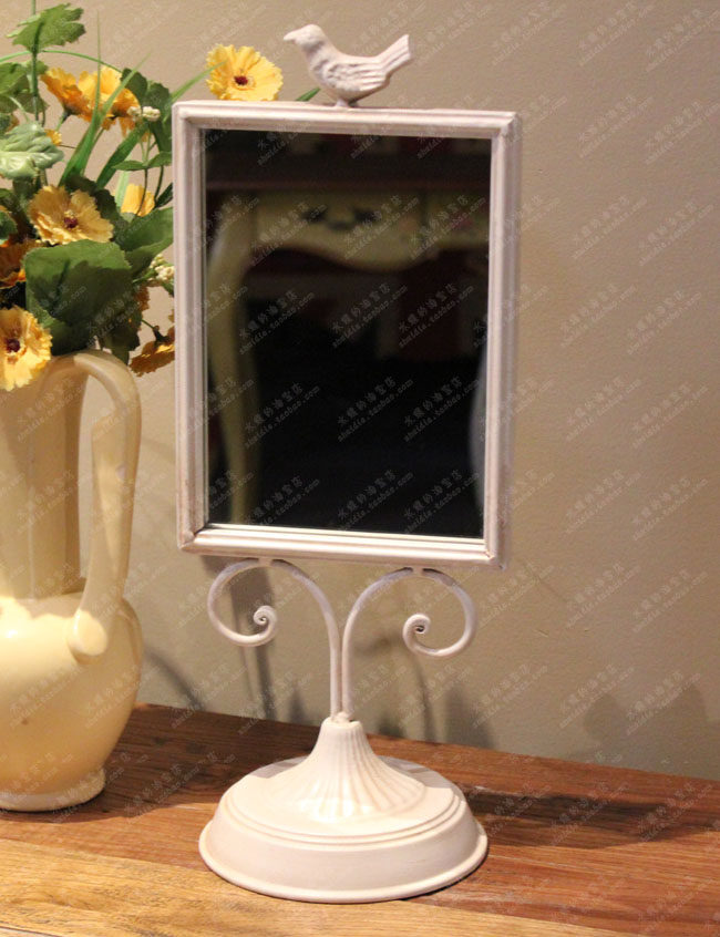 короб 美式乡村饰品 梳妆镜 化妆镜 铁艺镜子 田园风格 特价优惠