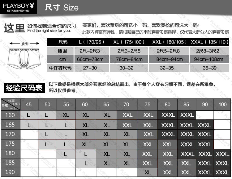 Playboy/花花公子 男士<em>内裤</em>透气莫代尔中腰男式