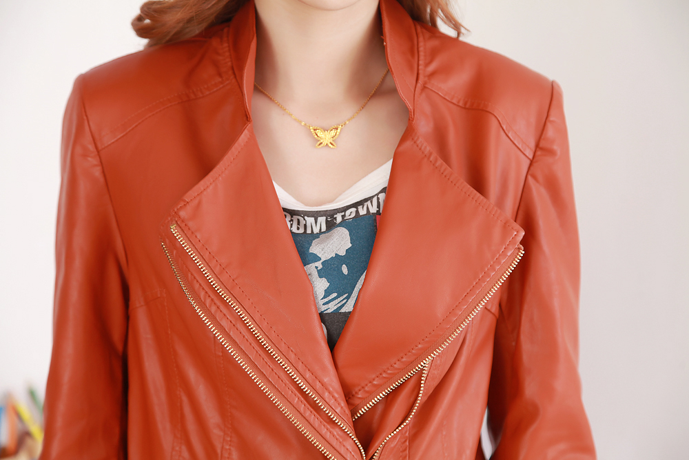 Same Korean version Autumn clothes Women's money Jacket loose coat have cash less than that is registered in the accounts washing leather clothing Self-cultivation Simple style