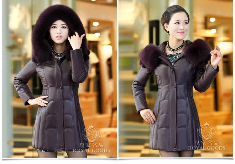 真皮<em>羽绒服</em>女中长款<em>皮羽绒服</em> 真皮羽绒服皮衣