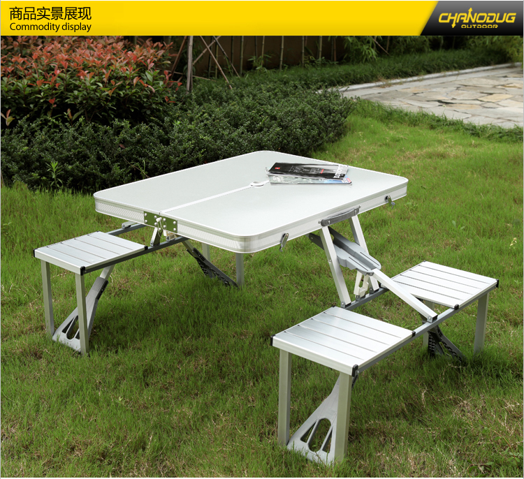 正品 户外铝合金折叠桌椅 沙滩桌椅 连体桌椅 休闲桌 便携桌子