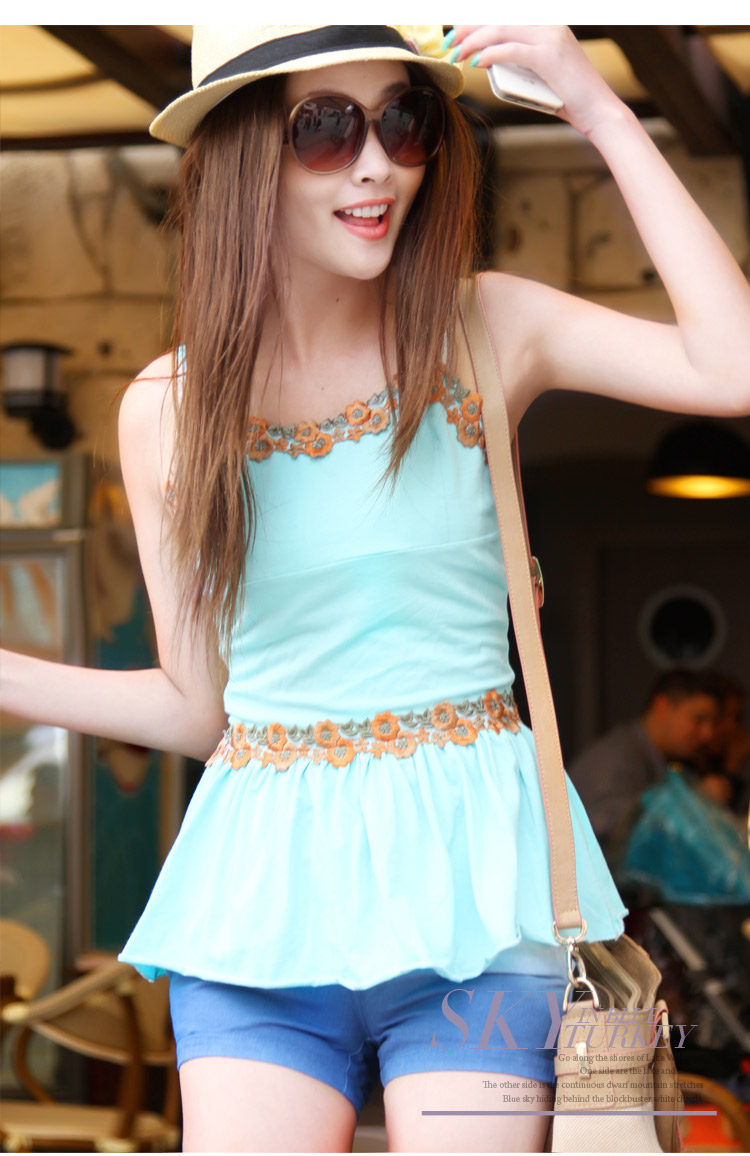 新款女款 颜色<em>渐变</em> 修身<em>百搭</em> 热裤 <em>牛仔短裤</em> (商