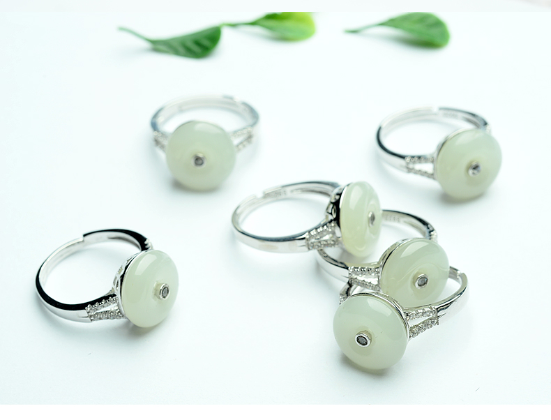 【荔尚珠宝 玉戒指 天然和田玉指环925银镶嵌白玉平安扣戒指 可伸缩】价格,厂家,图片,玉石工艺品,广州荔尚珠宝有限公司-马可波罗网