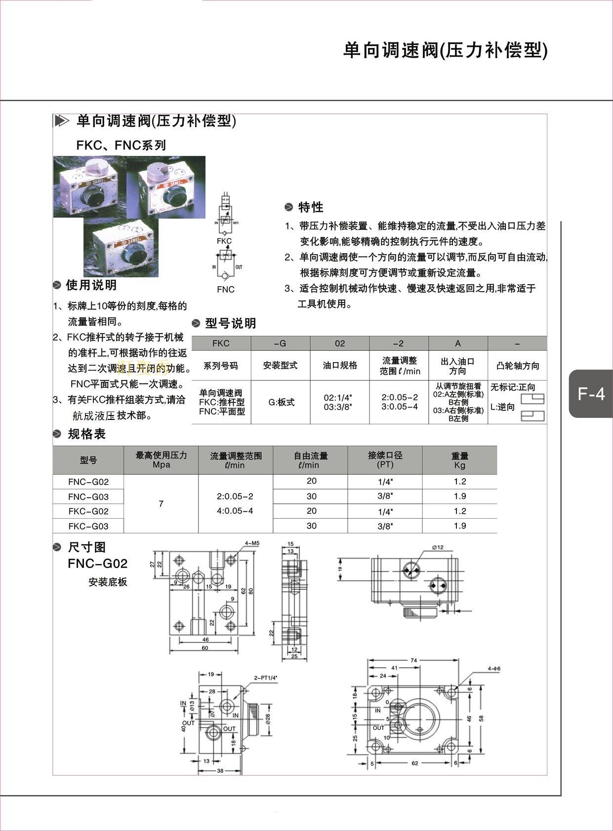 钻孔动力头调速阀fkc-02a-4加工定制:否 类型:流量阀 材质:铸铁 型号
