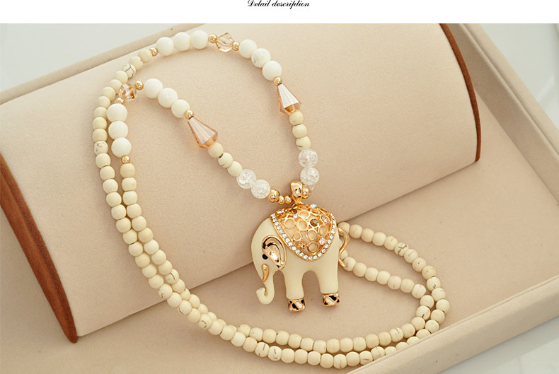 【混额<em>批发</em> 海雯妮饰品 吉祥大象珠子长款<em>水晶</em>