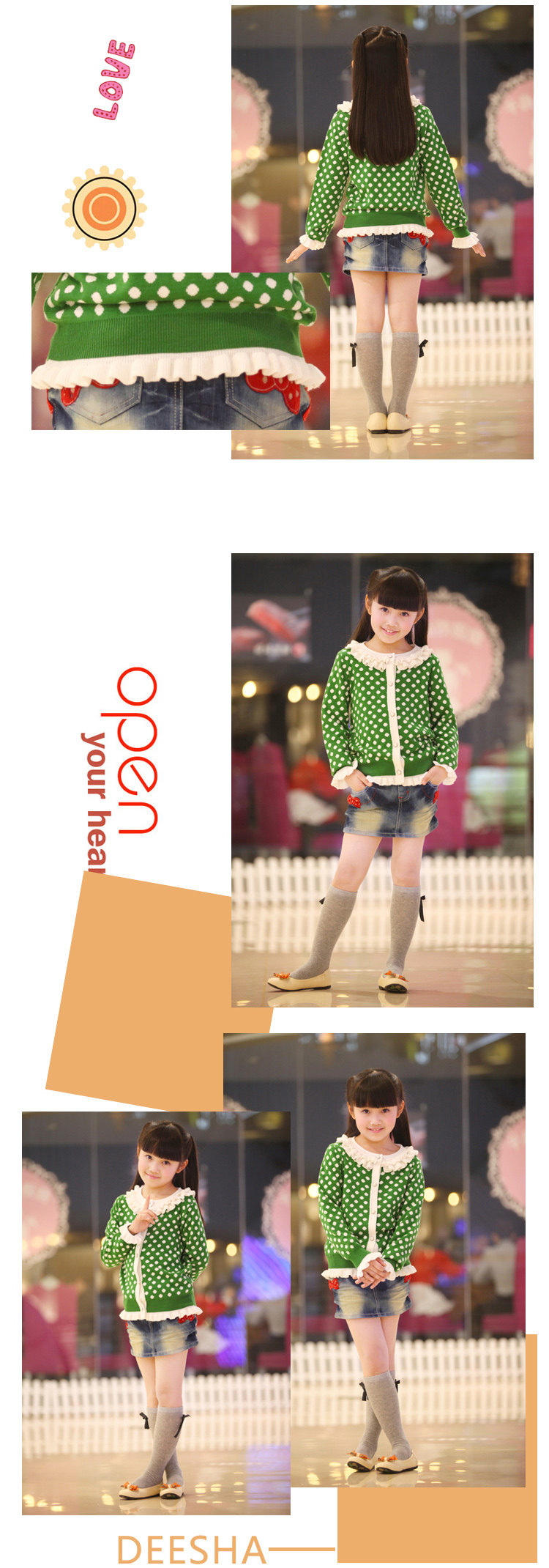 Deesha Flute Shakespeare 2013 spring wave new paragraph fo the girls sweater coat wood ear point girls COPINE 1