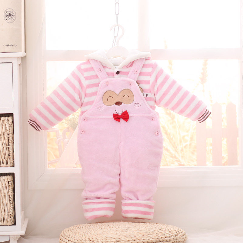 娃丽比 秋冬季婴儿法兰绒保暖<em>套装</em>宝宝<em>马裤</em>两