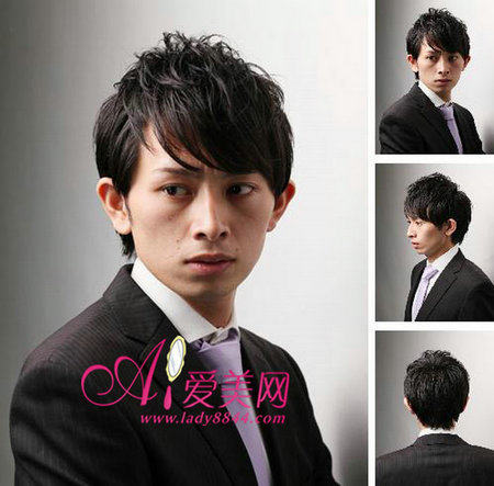 职场帅气男士<em>发型</em>西装男最女生<em>长发纹理烫发型</em>